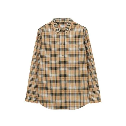 26FW Burberry Emma 베이지 셔츠 with EKD embroidery on the front 앤 all over 체크 motif in 코튼 for women 8127758B9368 TP577313934