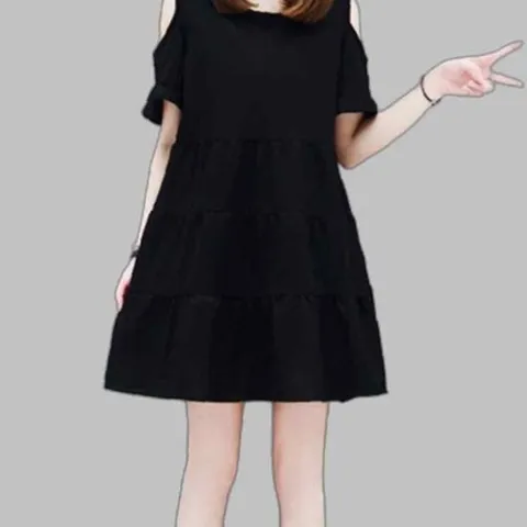 오픈숄더 미디원피스 면 여름 귀여운 A라인 원피스
