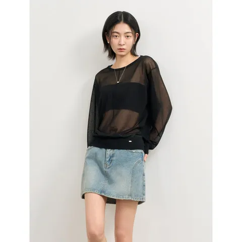 제너럴아이디어 WBE2L05541BK 남성 니트 울 패커블 시어 루즈핏 풀오버 [BLACK] WBE2L05541 4958883