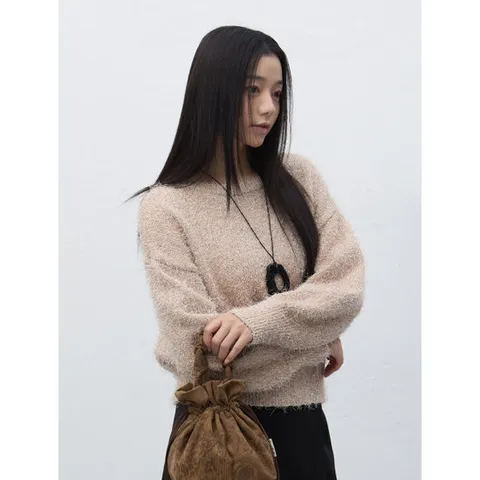 제너럴아이디어 WBE4L05548BE 남성 니트 울 메탈 롱헤어 루즈핏 풀오버 [BEIGE] WBE4L05548 5682176