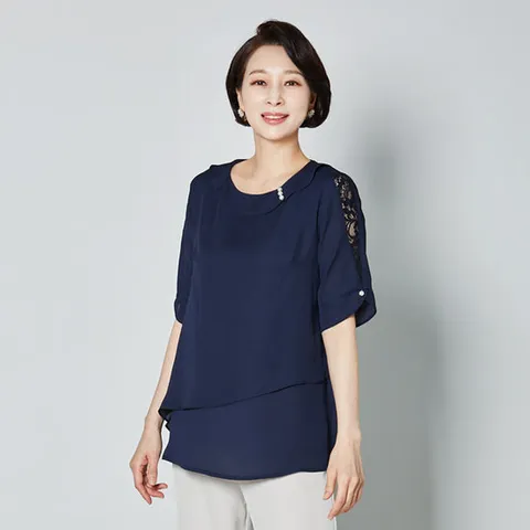[마담엘레강스] 진주&레이스장식 투인원 블라우스 K242BL01