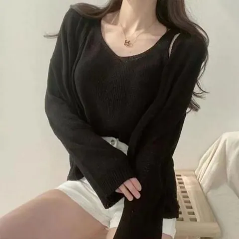 가디건 나시 세트 브이넥 간절기 홈웨어