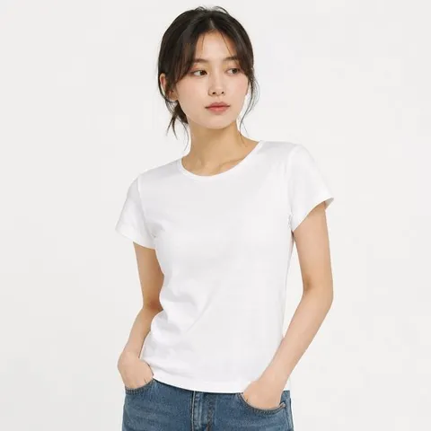 벤시몽 베이직 리브드 반팔 티셔츠 (BS5STS502WH)