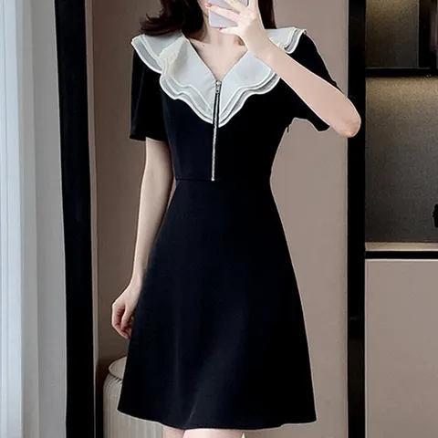 로맨틱 세일러 웨이브 카라 집업 원피스