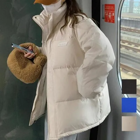 루즈핏 여성 있는 패딩 데일리 볼륨 미디 캐쥬얼 기장