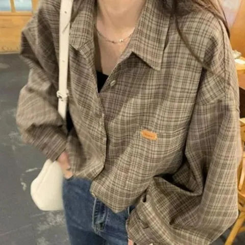 여성 체크 셔츠 데일리 오피스룩 블라우스
