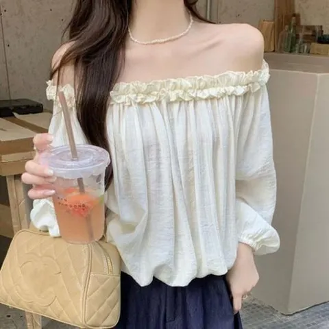 넥프릴 블라우스 데이트룩 밴딩 소매끝 휴가룩