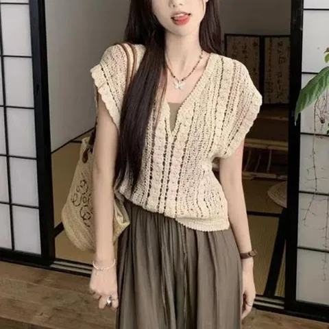 [패션] 레코빈티지나시 수영복커버업 시스루니트 그물니트 망사니트 나시니트 슬리브리스 여름니트