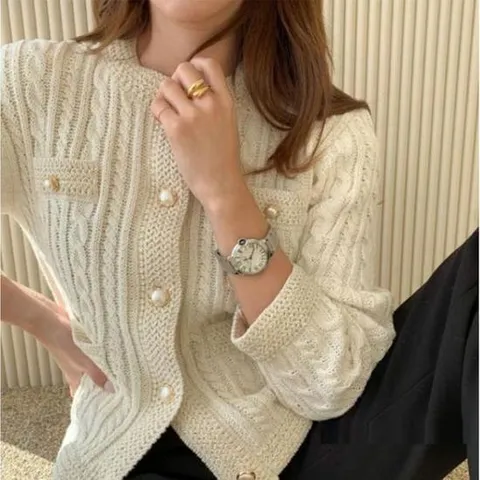[의류] 럭셔리 펄꽈배기 가디건