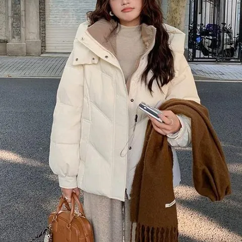 배색 레이어드 패딩점퍼