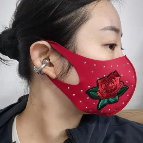 장미자수 큐빅마스크 네오프랜 국산마스크