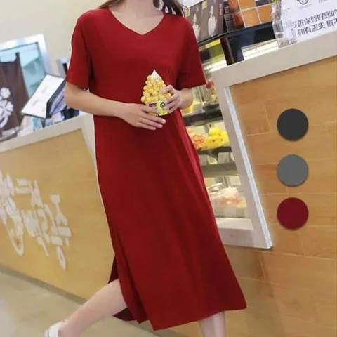 홈웨어 원피스 롱 반팔 루즈핏 면드레스 여름 홈드레스
