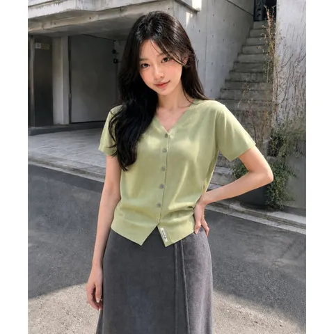 제너럴아이디어 GF2LKC541SM 여성 가디건 울 온도컷 쿨 에센셜 하프 [SAGE MINT] GF2LKC541 6458651