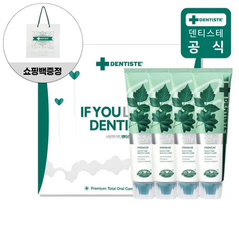 [덴티스테] 4P 선물세트 플러스화이트 프로  100g + 쇼핑백 증정