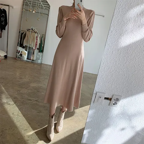 [아리엘스타일] 하이넥 퍼프숄더 플레어원피스 앤쏘니원피스