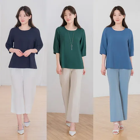 엄마옷 마담4060 1&1&1 시원한 인견 A라인 체형커버 블라우스 3종 여성 데일리 -ZHBL2606001-