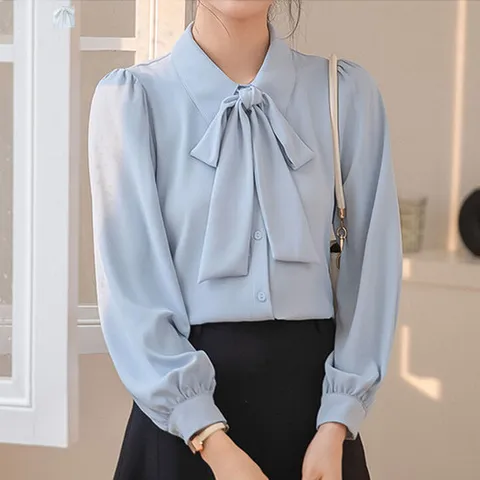 [페이릿][페이릿] [88까지]에센 카라 타이넥 어깨 셔링 오피스