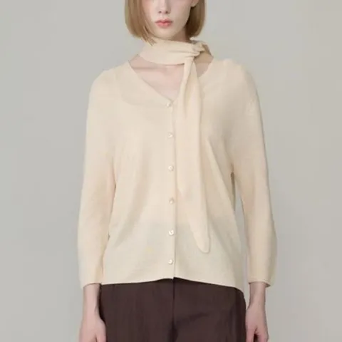 올앤선드리 세이브존07 V넥 스카프 가디건 A6F7K101