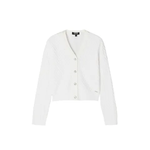 게스자켓 NQK YP1S2660_WHT 여성 데님믹스 입체격자 스웨터 가디건_WHITE
