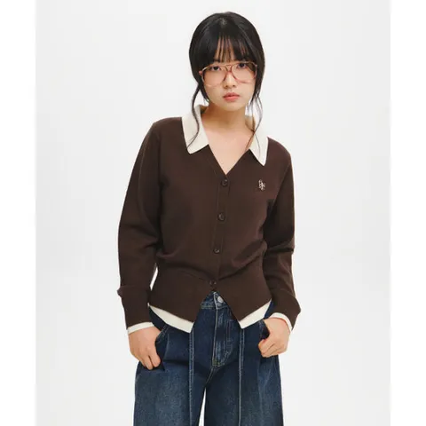 제너럴아이디어 GF7LKC524DR 여성 가디건 울 에센셜 카라 레이어드 [DARK BROWN] GF7LKC524 7097608