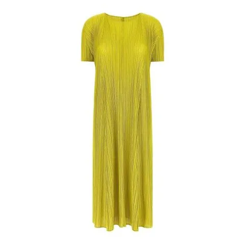 플리츠플리즈 멜로우 플리츠 플레어 미디 원피스 PP66JH28458 Gr