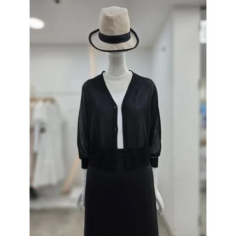 SI 세이브존04 팔목 배색 가오리 가디건 SKC2129990BK