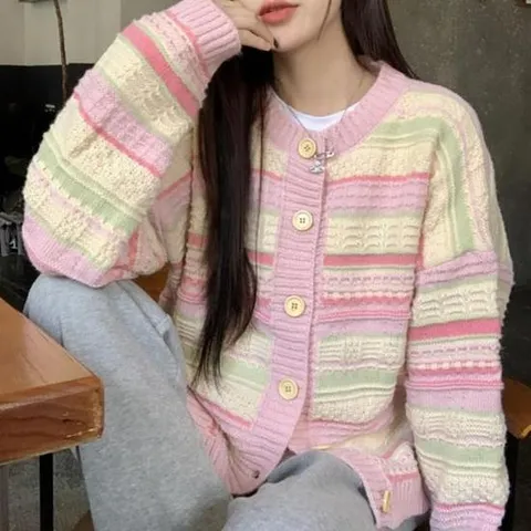 라운드넥 파스텔 긴팔가디건 NF65 여름 박디건 간절기 루즈핏 원피스 가디건 라쏠 박시 루즈핏가디건 여성