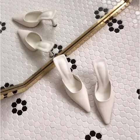 리본마켓 / 3color 살롱 뮬 블로퍼 힐 (8cm)  비비아레이디
