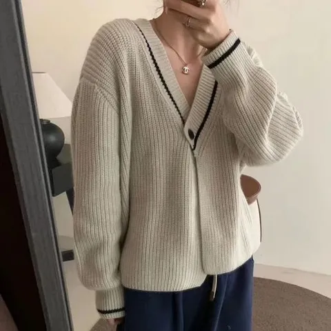 렐라웨어 / V넥 원버튼 가디건 3color_RLW240892