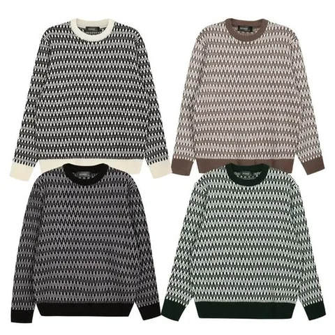 파파브로 남성 번개 모티브 라운드넥 데일리 니트 SO-KN-Q068