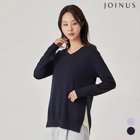 조이너스 브이넥 배색 니트_JAAS3-CSL200