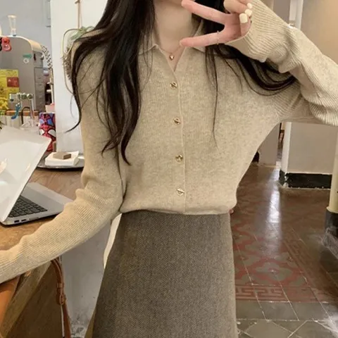 브이넥가디건 여자 v넥 카라 슬림핏 여리 골지 가디건 3컬러 간절기
