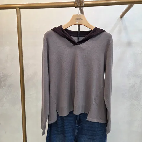 [크레송]크레송  후드배색  언발니트  OWCGNG53_DG