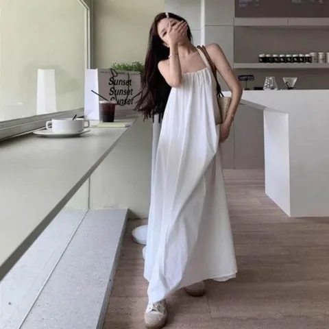 여름 홀터넥 롱 원피스 백리스 민소매 휴양지 비치 룩 백리스원피스
