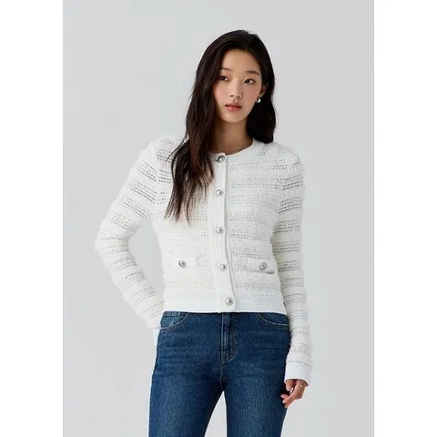 [ 롯데백화점 ][게스]여성 조직 믹스 스웨터 가디건 YQ3S2661