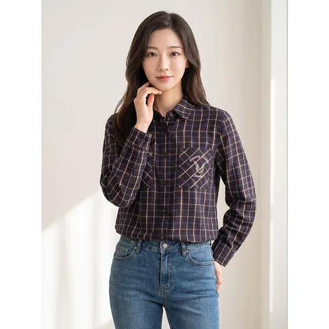 크로커다일레이디 간절기 풀오픈 아우터형 체크셔츠_CLEFBL204