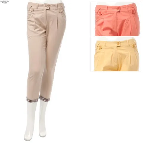 썸머 레이온 당꼬스타일 밑단롤업배색 투턱 9부 여성 골프바지