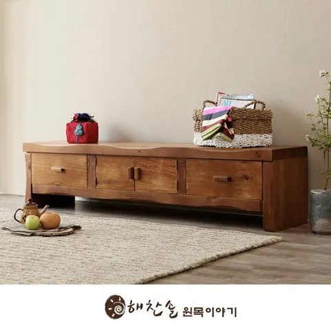 해찬솔 소나무 통원목 전통거실장(1800본장)