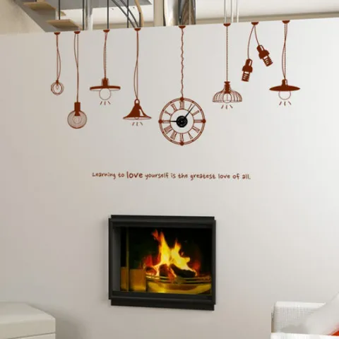 [꾸밈]ph042-사랑을전하는전등시계(중형)/그래픽스티커/포인트스티커/벽지스티커/전등/전구/조명/인테리어/심플/모던/