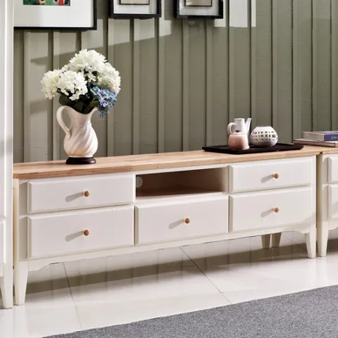 [미즌하임] 내쉬빌 2단 원목 거실장 /거실진열대