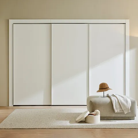 [한샘] 바이엘 슬라이딩 붙박이장 화이트_행거형 (280~290cm)