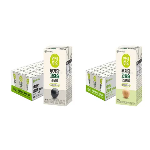연세 무가당 고칼슘 검은콩 두유 190mlx24입+무가당 고칼슘 오리지널 두유 190mlx24입