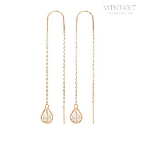 [미니아트] 물방울 14K Gold 롱 드롭 금 귀걸이 G628