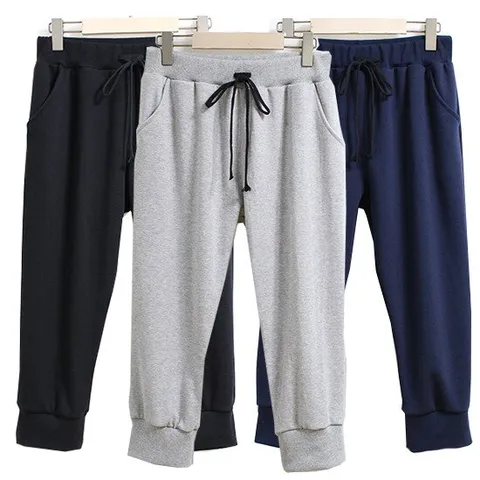 [해피통통] 여성 트레이닝 7부 팬츠 빅사이즈 여름 캐주얼 바지 밴딩 특양면 스판 운동복 여성의류