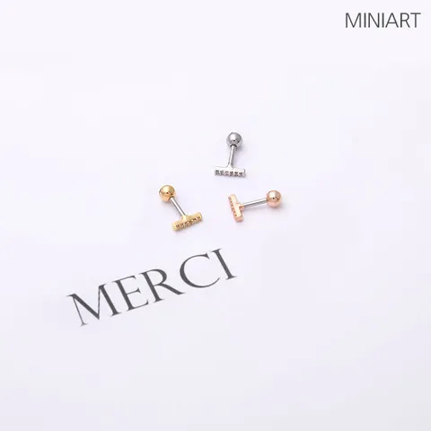 [미니아트] 7mm 심플 큐빅 스틱 바 데일리 써지컬 피어싱 한쪽