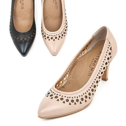 Kitten Hill 펀칭 펌프스 KB0064 스킨핑크/블랙 7cm