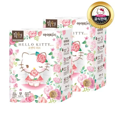 헬로키티 러블리4겹 2팩 60롤