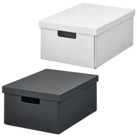 이케아 FJADERHARV 피에데르하르브 수납상자+뚜껑 중형 25x35x16cm 정리함 수납박스 서류보관함