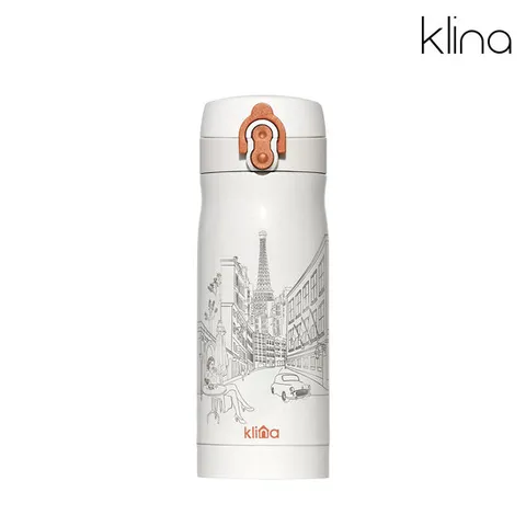 클리나 원터치 보온보냉 스텐 텀블러 350ml 에펠화이트