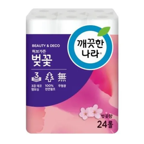 깨끗한나라 3겹 벚꽃 데코화장지(28mX30롤 깨끗한나라)